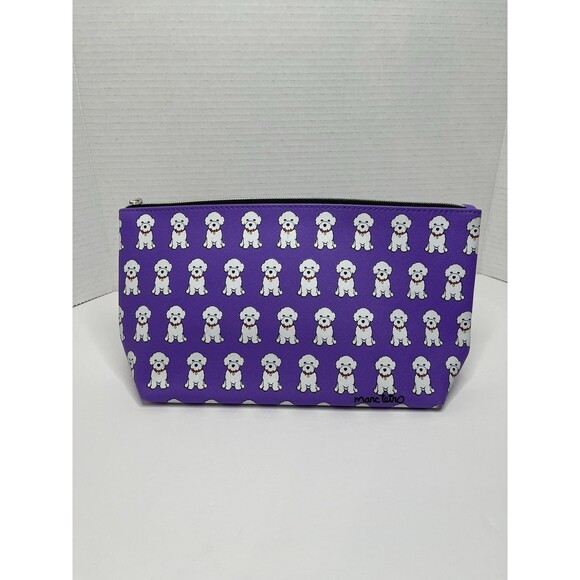 Marc Tetro Bichon Purple Zip Up Cosmetic Case 6x11" - Picture 3 of 5